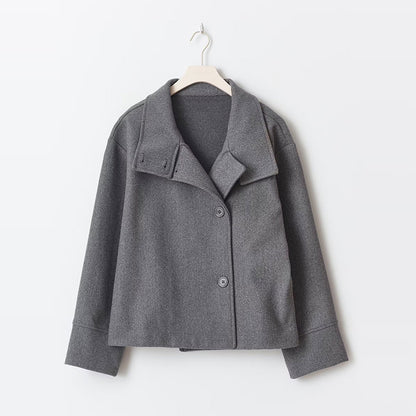 Elegant Womens Short Jacket, 2025 Autumn Stand Collar Coat, Single Breasted Outerwear for Office and High Street