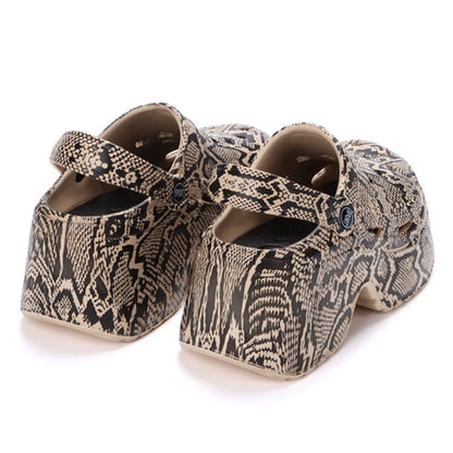 Womens Leopard Thick Bottom Clogs Closed Toe Chunky Platform Sandals Super High Wedge Heel Slippers 3