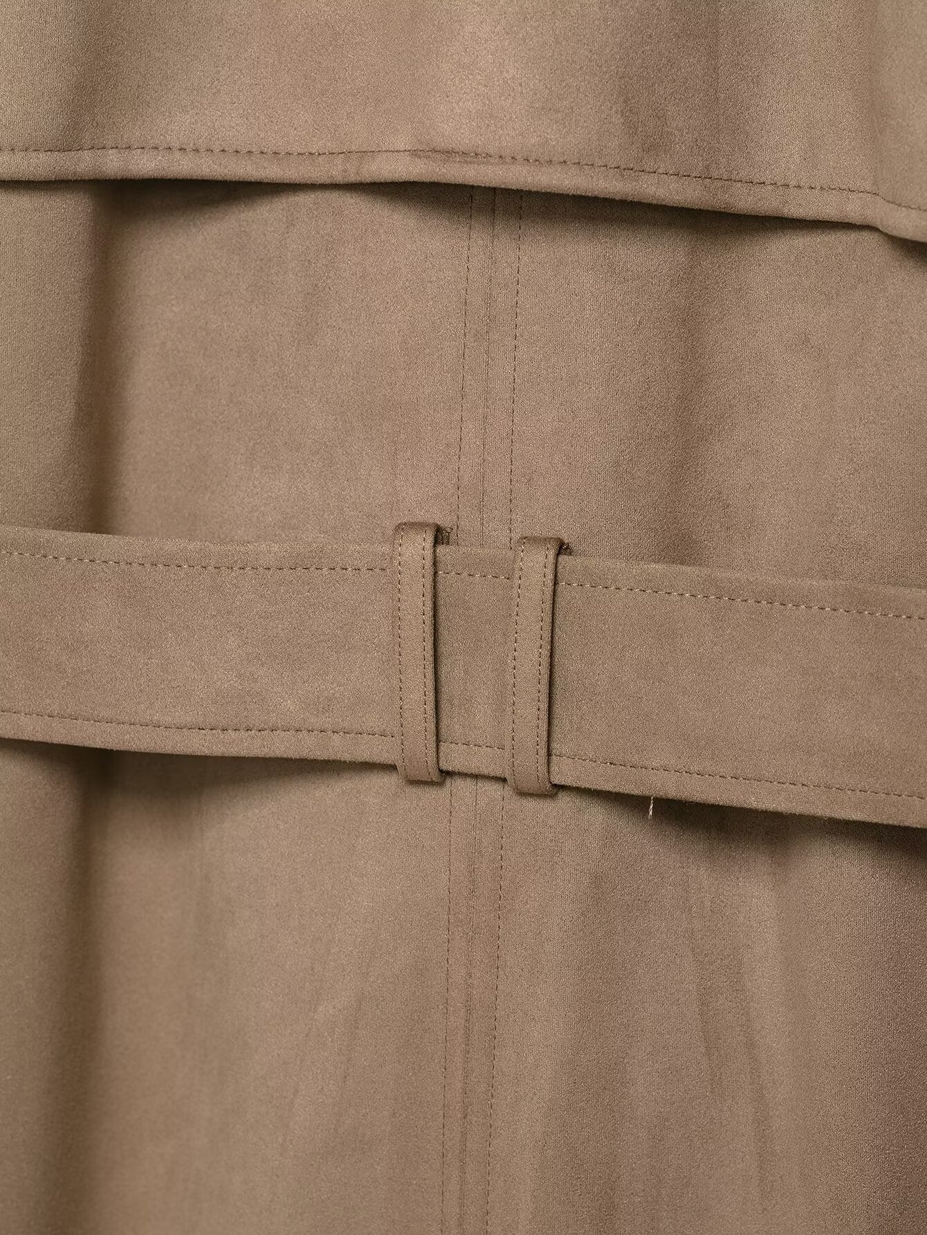 Womens Trench Coat Autumn Fall Jacket With Lapel And Pockets Suede Effect Windbreaker 2