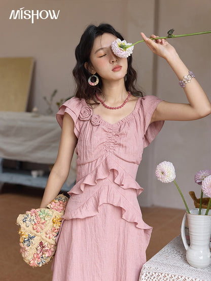 Womens Floral Print Dress 2025 Summer Fashion With Flying Sleeves And VNeck 3