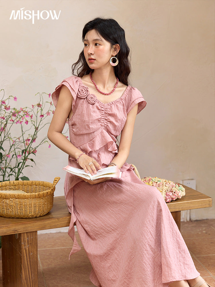 Womens Floral Print Dress 2025 Summer Fashion With Flying Sleeves And VNeck 4