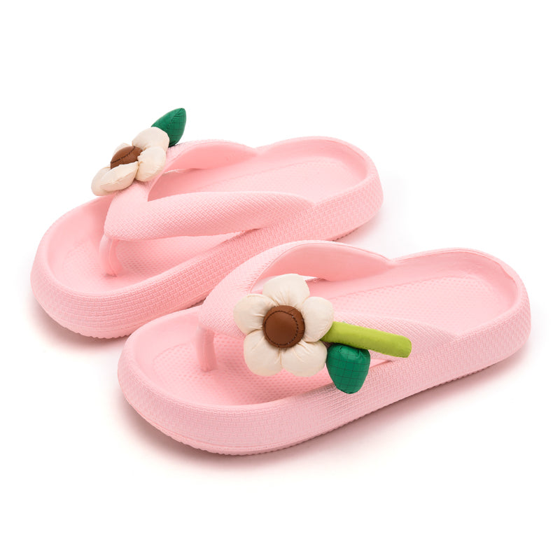 Sweet Multi-Color Summer Womens Flip-Flops with Phalaenopsis Flowers, Cute Slippers for Party, Outdoor Vacation, Indoor
