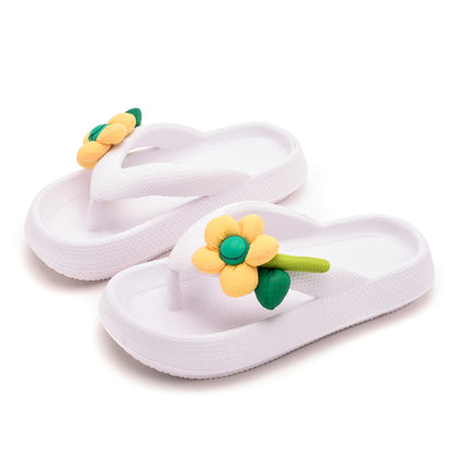 Sweet Multi-Color Summer Womens Flip-Flops with Phalaenopsis Flowers, Cute Slippers for Party, Outdoor Vacation, Indoor