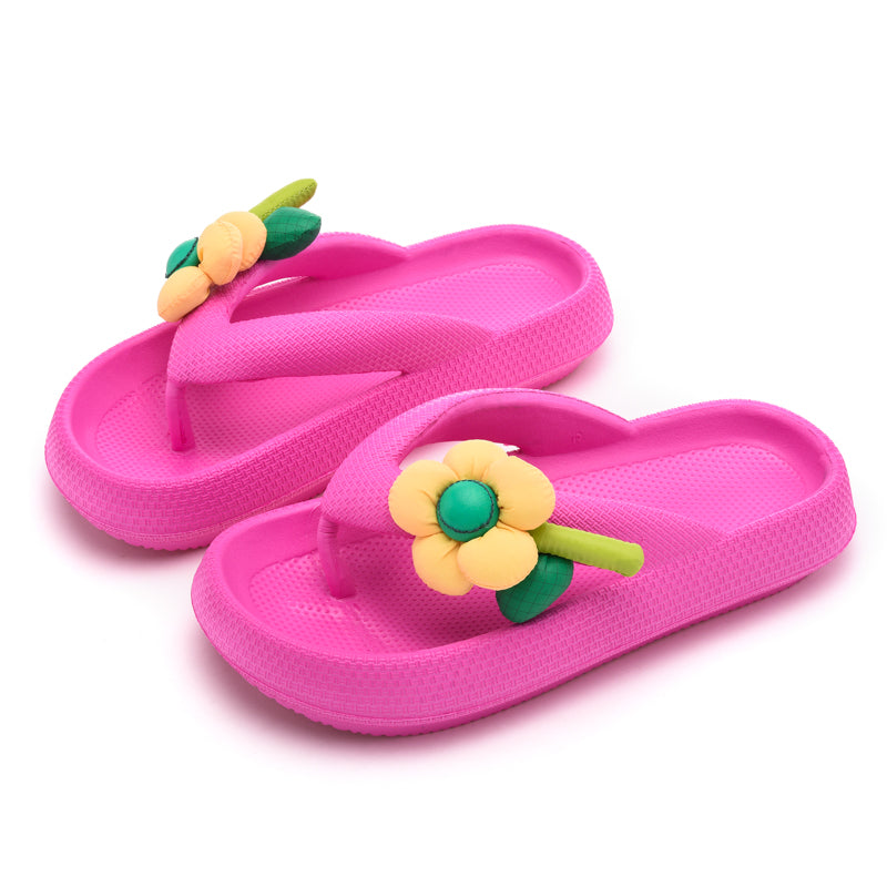 Sweet Multi-Color Summer Womens Flip-Flops with Phalaenopsis Flowers, Cute Slippers for Party, Outdoor Vacation, Indoor