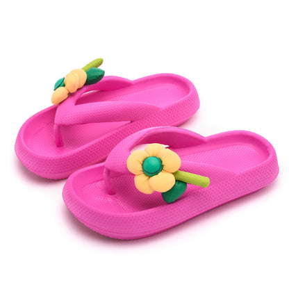 Sweet Multi-Color Summer Womens Flip-Flops with Phalaenopsis Flowers, Cute Slippers for Party, Outdoor Vacation, Indoor