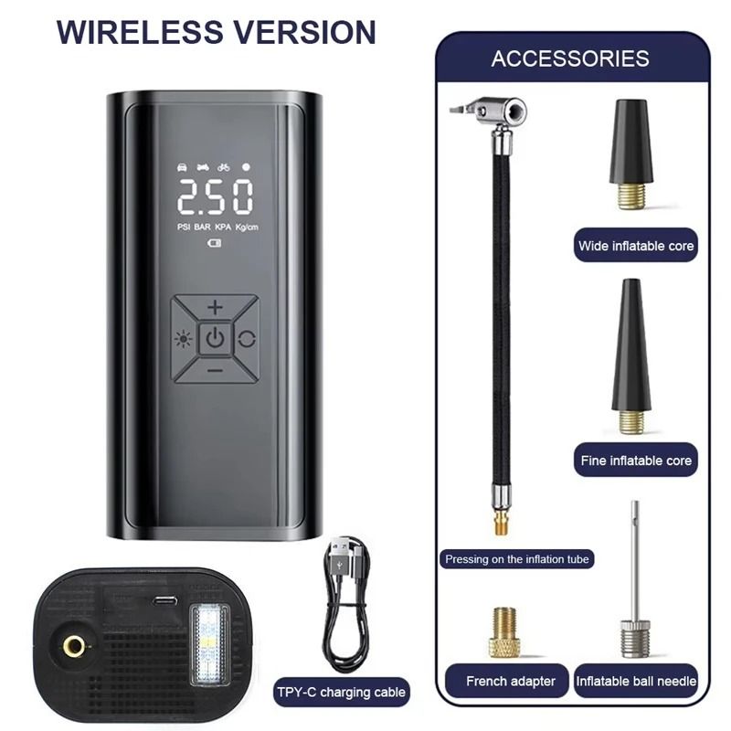 Wireless Car Air Compressor And Tire Inflator Pump With Rechargeable Battery 8