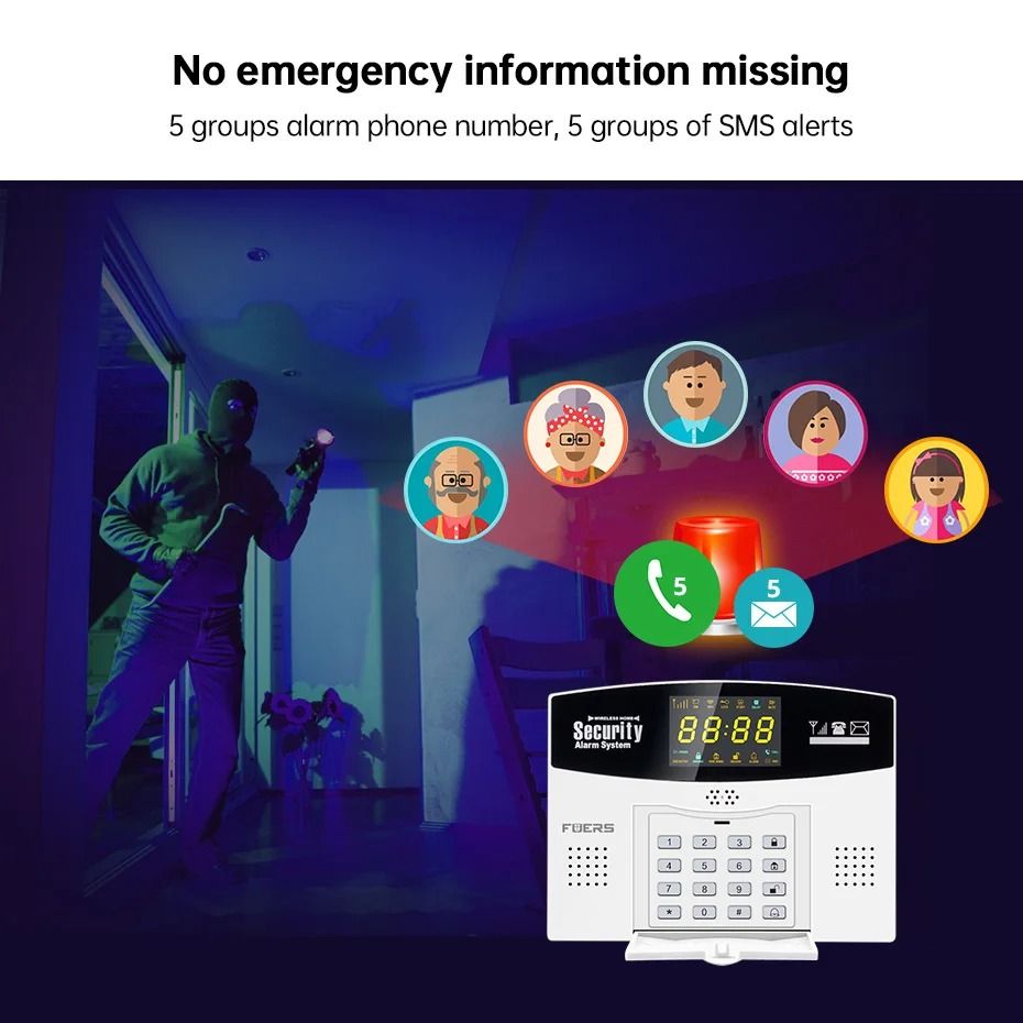 Smart WiFi GSM 4G Home Security Alarm System With Motion Sensor And LCD Display 3