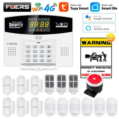 Smart WiFi GSM 4G Home Security Alarm System With Motion Sensor And LCD Display 24