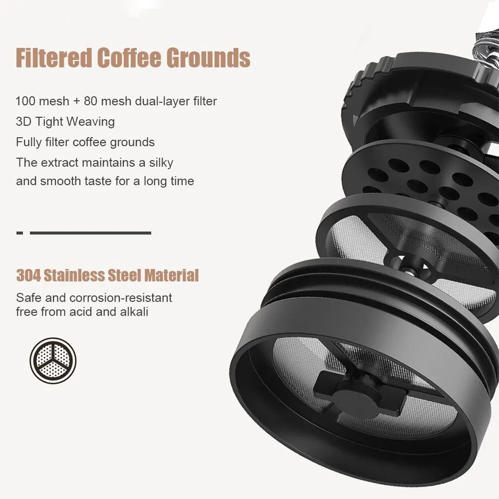 Stainless Steel French Press Coffee Maker With DoubleLayer Filter And Vacuum Insulation 4