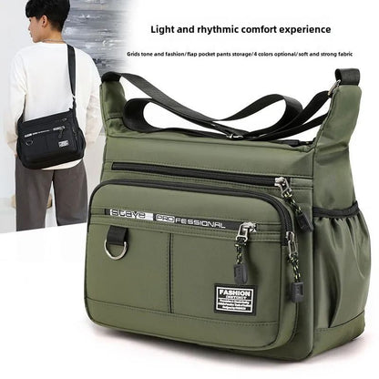 Mens Oxford Shoulder Bag with Multi-Layer Pockets and Large Capacity