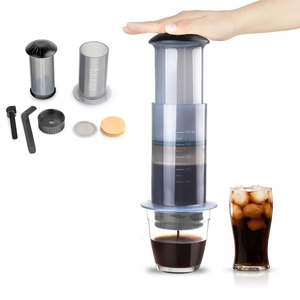 Portable Espresso Coffee Maker with French Press Design and Filter Paper Kit