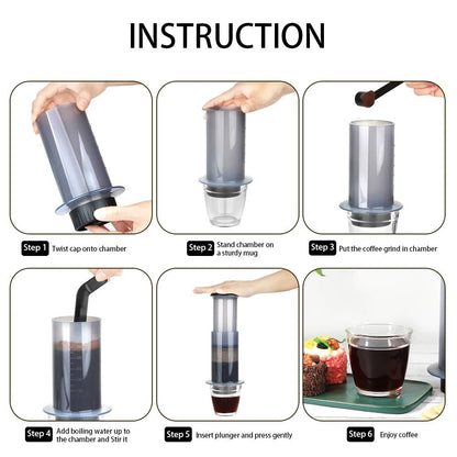 Portable Espresso Coffee Maker With French Press Design And Filter Paper Kit 2