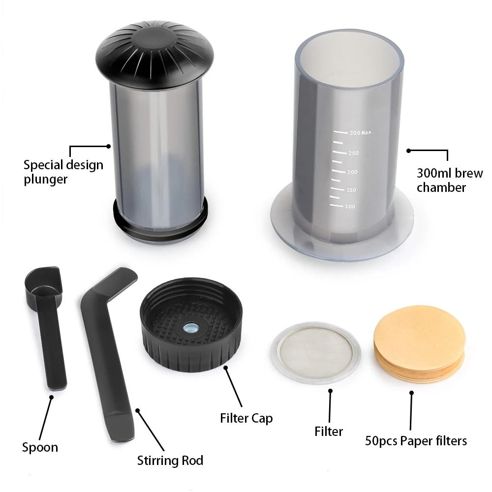 Portable Espresso Coffee Maker With French Press Design And Filter Paper Kit 3