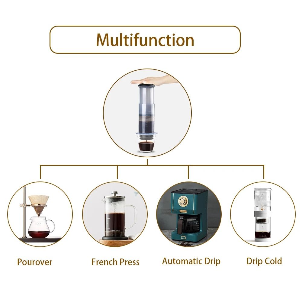 Portable Espresso Coffee Maker With French Press Design And Filter Paper Kit 4