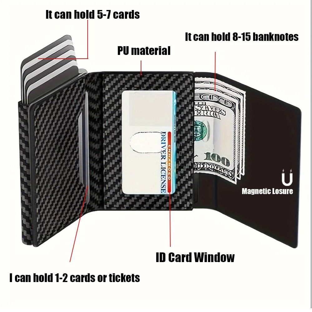 Mens RFID Blocking Business Wallet With MultiCard Slots And Magnetic Closure 2