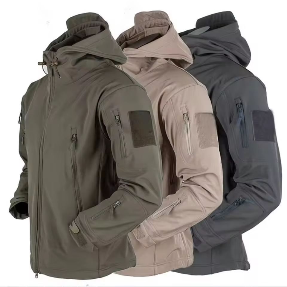 Tactical Soft Shell Military Jacket for Men Windproof Waterproof Outdoor Combat Coat with Hood