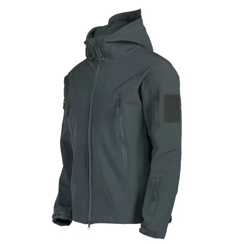 Tactical Soft Shell Military Jacket For Men Windproof Waterproof Outdoor Combat Coat With Hood 3