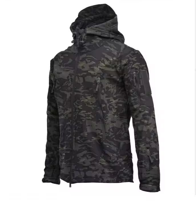 Tactical Soft Shell Military Jacket For Men Windproof Waterproof Outdoor Combat Coat With Hood 9