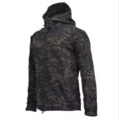Tactical Soft Shell Military Jacket For Men Windproof Waterproof Outdoor Combat Coat With Hood 9