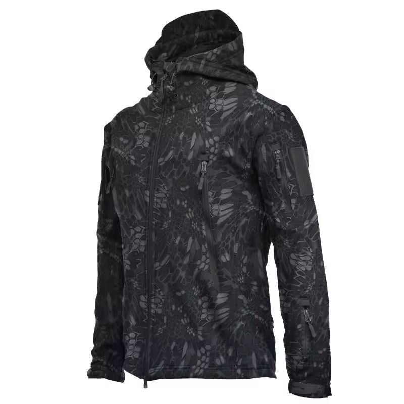 Tactical Soft Shell Military Jacket For Men Windproof Waterproof Outdoor Combat Coat With Hood 5