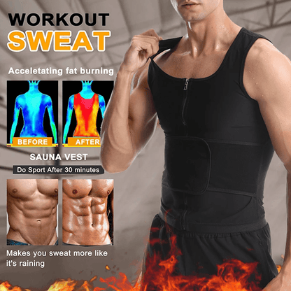 Mens Sauna Sweat Vest Body Shaper with Zipper