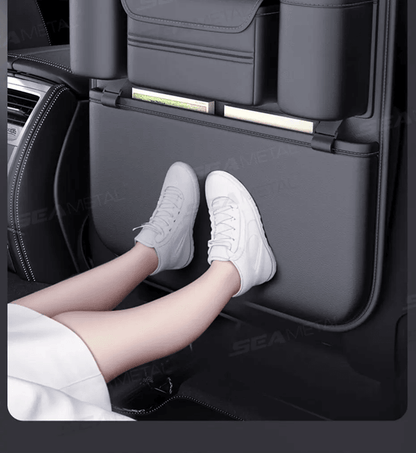 Car Seat Back Organizer Waterproof Anti Kick Pad With Multiple Pockets And Cup Holder 2