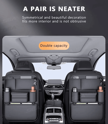 Car Seat Back Organizer Waterproof Anti Kick Pad With Multiple Pockets And Cup Holder 4