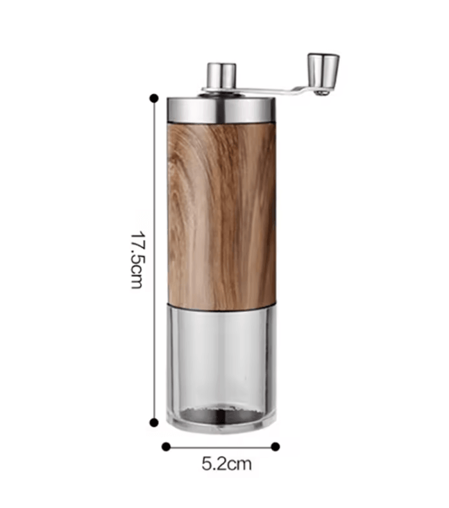 Portable Coffee Bean Grinder Hand Crank With Wood Grain Stainless Steel Design 3