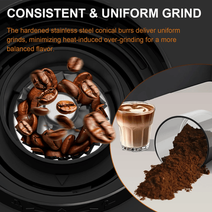 Automatic Electric Coffee Grinder Conical Burr With 25 Grind Settings And Powder Blower 1