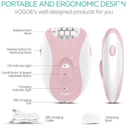 Rechargeable Womens Electric Epilator And Hair Removal Device For Face And Body 1