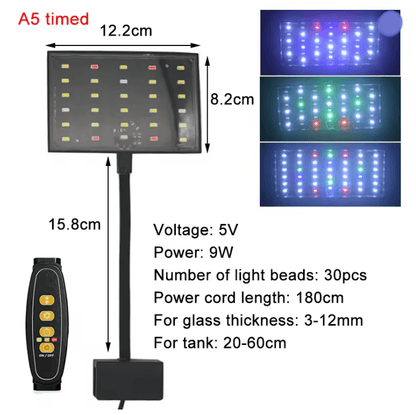 USB Aquarium LED Light Full Spectrum Plant Grow Lamp With Adjustable Brightness And Timer 3