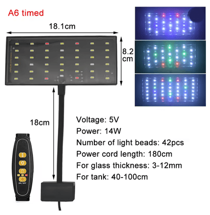 USB Aquarium LED Light Full Spectrum Plant Grow Lamp With Adjustable Brightness And Timer 5