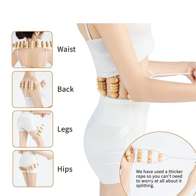 Wooden Back Massager Roller Rope For Body Pain Relief And Therapy 3