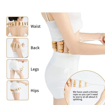 Wooden Back Massager Roller Rope For Body Pain Relief And Therapy 3