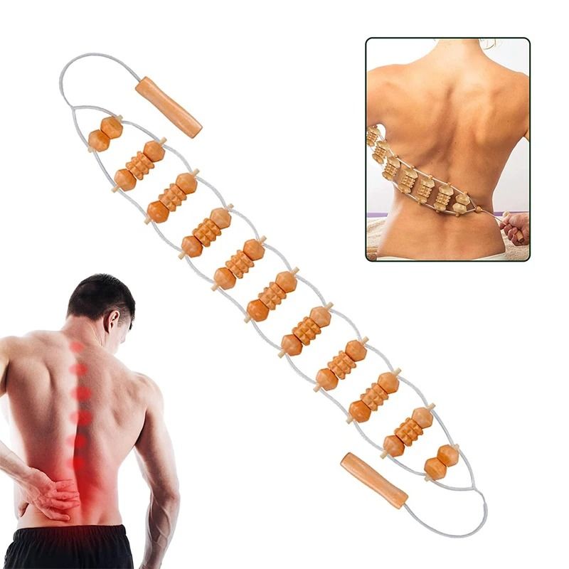 Wooden Back Massager Roller Rope For Body Pain Relief And Therapy 4