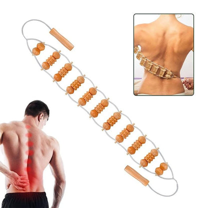 Wooden Back Massager Roller Rope For Body Pain Relief And Therapy 4