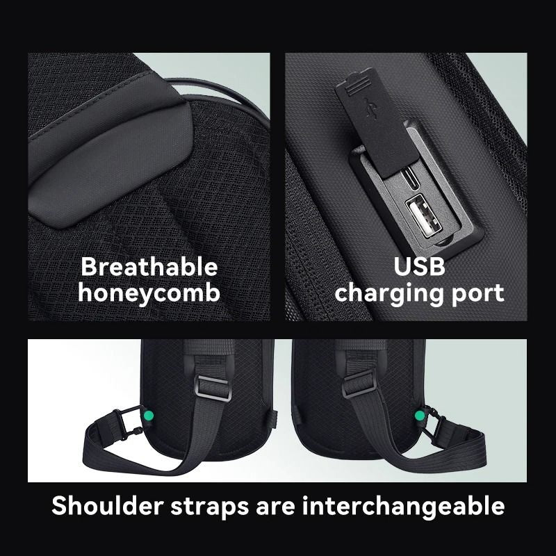 Waterproof Hard Shell Crossbody Bag With USB Charging Port 4