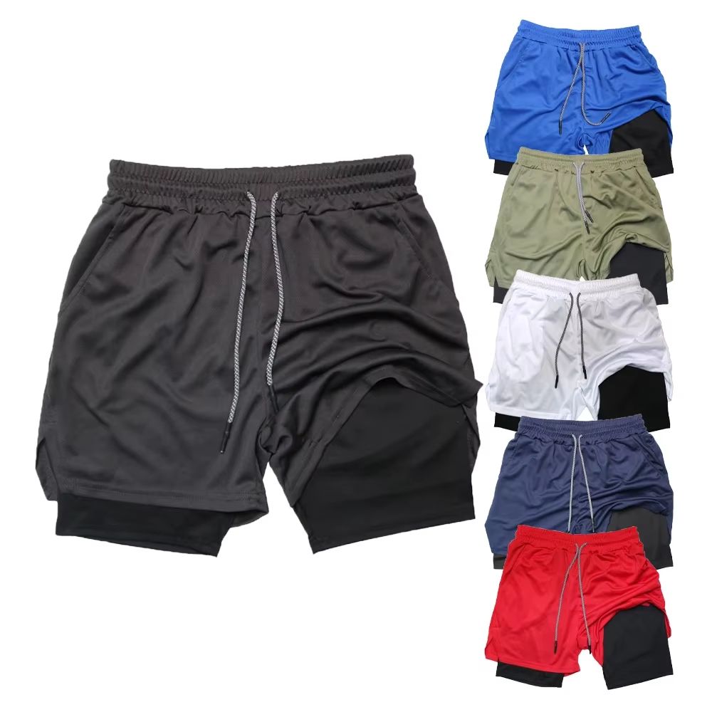 Men's Double Layer Training Shorts – Quick-Dry 2-in-1 Fitness & Running Shorts