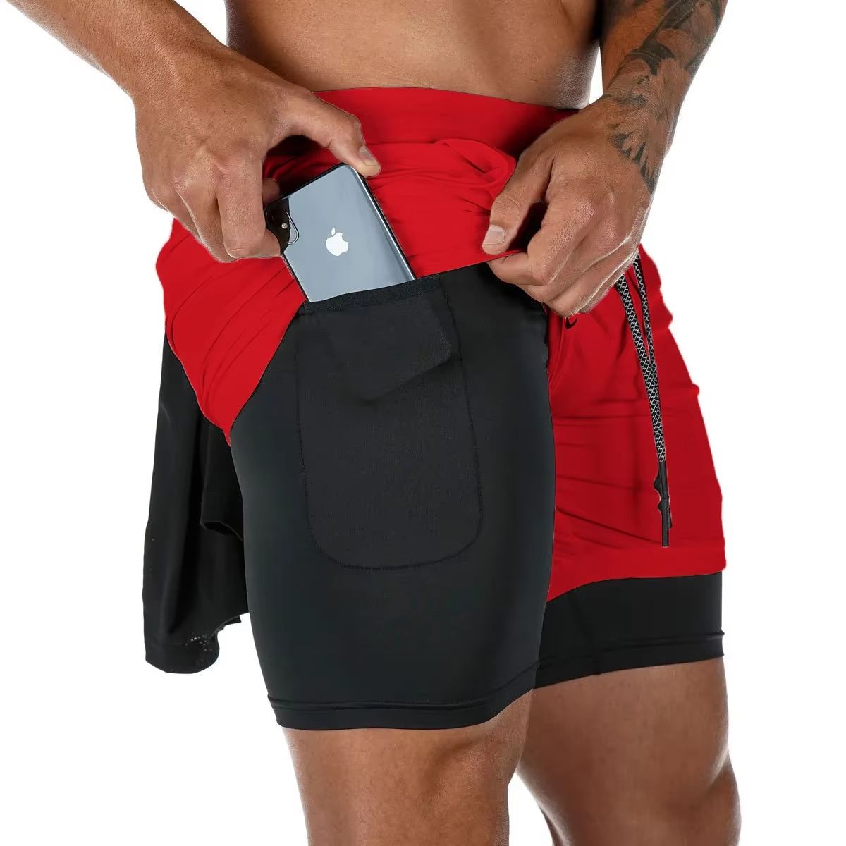 Mens Double Layer Training Shorts  QuickDry 2in1 Fitness  Running Shorts 1