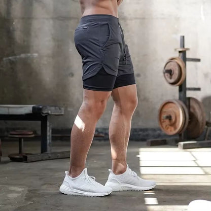 Mens Double Layer Training Shorts  QuickDry 2in1 Fitness  Running Shorts 11