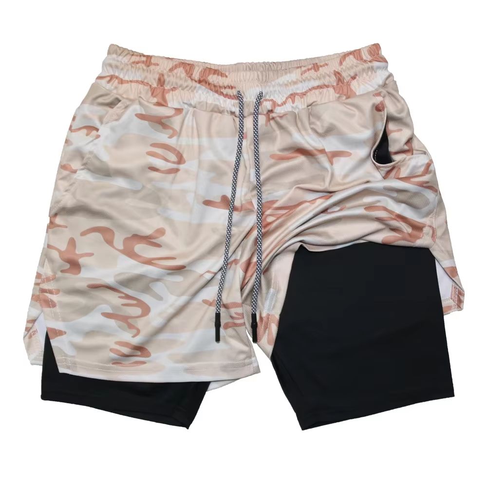 Mens Double Layer Training Shorts  QuickDry 2in1 Fitness  Running Shorts 12