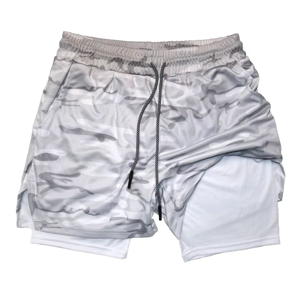 Mens Double Layer Training Shorts  QuickDry 2in1 Fitness  Running Shorts 13