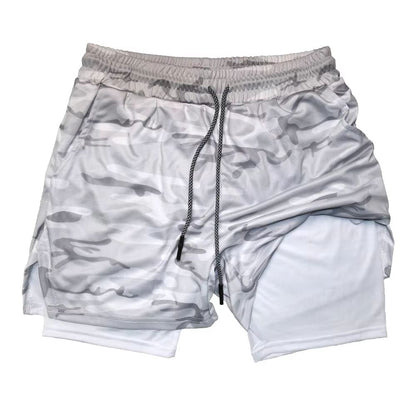 Mens Double Layer Training Shorts  QuickDry 2in1 Fitness  Running Shorts 13