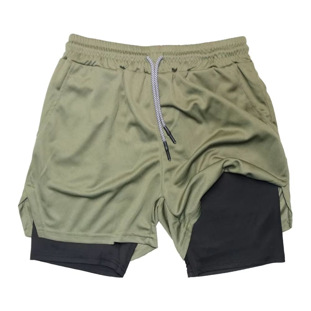 Mens Double Layer Training Shorts  QuickDry 2in1 Fitness  Running Shorts 14