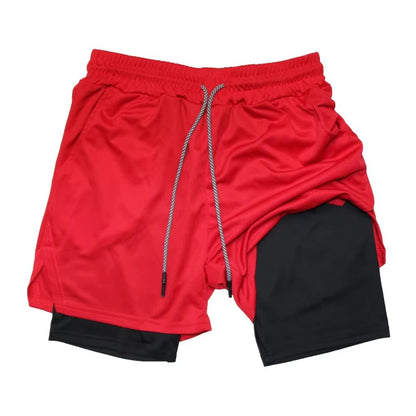 Mens Double Layer Training Shorts  QuickDry 2in1 Fitness  Running Shorts 17