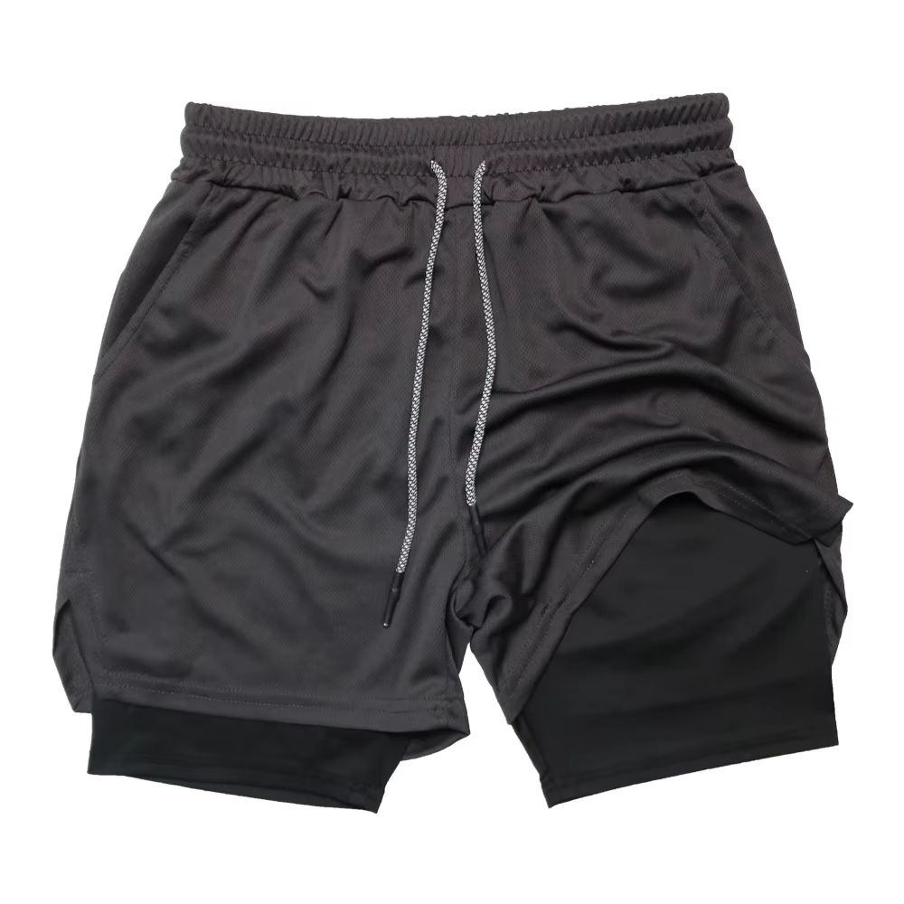 Mens Double Layer Training Shorts  QuickDry 2in1 Fitness  Running Shorts 8