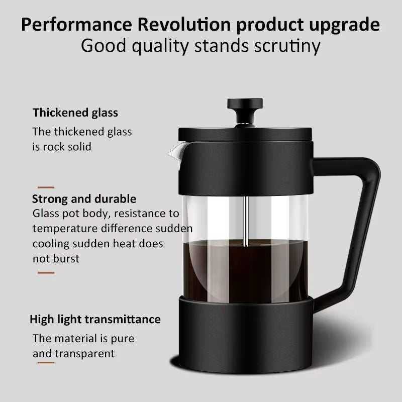 Borosilicate Glass French Press Coffee Maker  Durable Hand Brew Pot In 350ML  600ML  1000ML Sizes 2