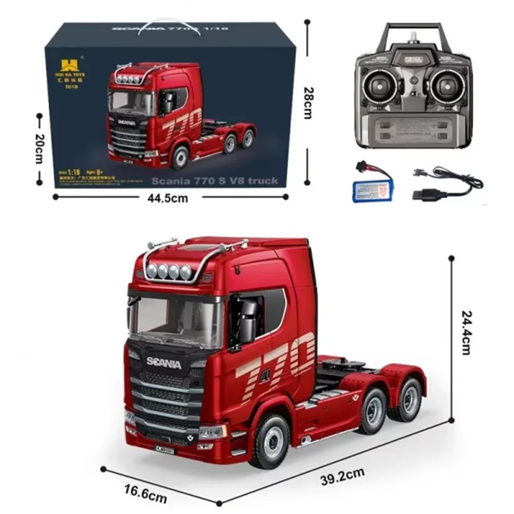 HUINA 118 Scale RC Truck  19CH Alloy Remote Control Tractor With Trailer Lights  Sounds 9