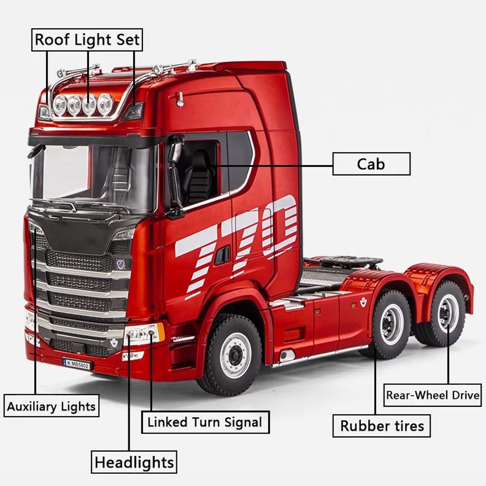 HUINA 118 Scale RC Truck  19CH Alloy Remote Control Tractor With Trailer Lights  Sounds 1