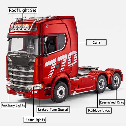 HUINA 118 Scale RC Truck  19CH Alloy Remote Control Tractor With Trailer Lights  Sounds 1